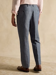 Joules Chambray Blue Slim Fit Suit Trousers - Image 4 of 9