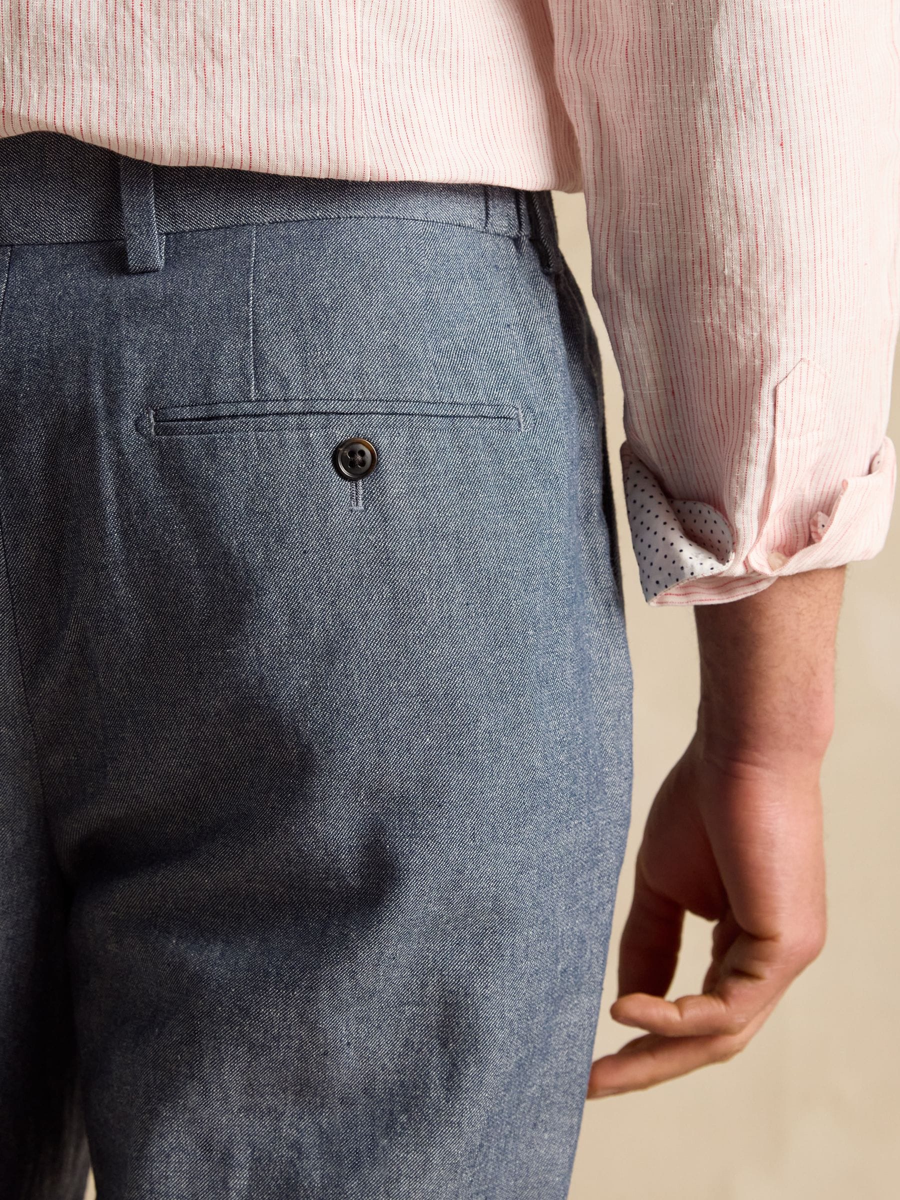 Buy Joules Chambray Blue Slim Fit Suit Trousers from the Next UK