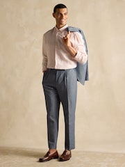 Joules Chambray Blue Slim Fit Suit Trousers - Image 5 of 9