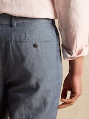 Joules Chambray Blue Slim Fit Suit Trousers - Image 7 of 9