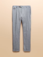 Joules Chambray Blue Slim Fit Suit Trousers - Image 9 of 9