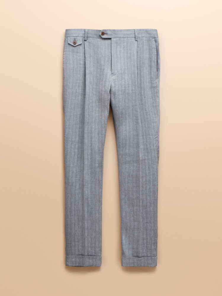 Joules Chambray Blue Slim Fit Suit Trousers - Image 9 of 9