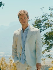 Joules Ecru White Slim Fit Stripe Suit Jacket - Image 1 of 12