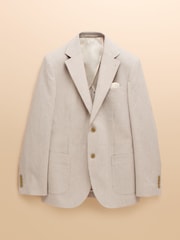 Joules Ecru White Slim Fit Stripe Suit Jacket - Image 6 of 6