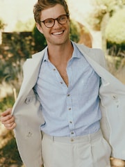 Joules Ecru White Slim Fit Stripe Suit Jacket - Image 3 of 12