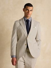 Joules Ecru White Slim Fit Stripe Suit Jacket - Image 5 of 12