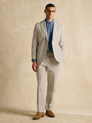 Joules Ecru White Slim Fit Stripe Suit Jacket - Image 1 of 6