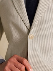 Joules Ecru White Slim Fit Stripe Suit Jacket - Image 2 of 6
