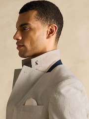 Joules Ecru White Slim Fit Stripe Suit Jacket - Image 3 of 6