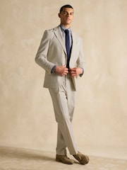 Joules Ecru White Slim Fit Stripe Suit Trousers - Image 5 of 9