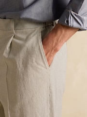 Joules Ecru White Slim Fit Stripe Suit Trousers - Image 7 of 9