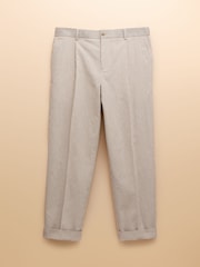 Joules Ecru White Slim Fit Stripe Suit Trousers - Image 9 of 9