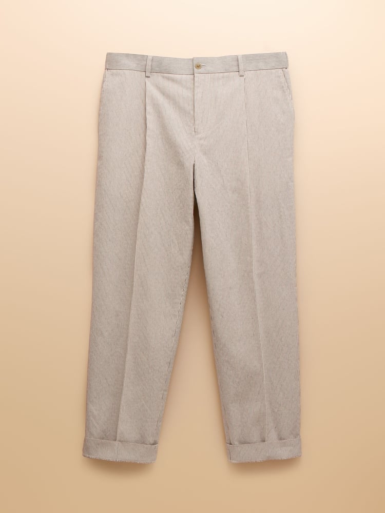 Joules Ecru White Slim Fit Stripe Suit Trousers - Image 9 of 9