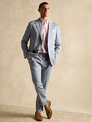 Joules Grey Linen Herringbone Slim Fit Suit Jacket - Image 11 of 17