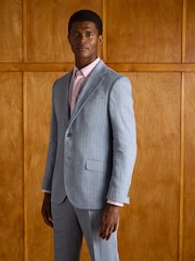 Joules Grey Linen Herringbone Slim Fit Suit Jacket - Image 4 of 17