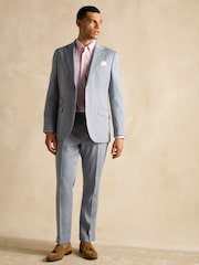 Joules Grey Linen Herringbone Slim Fit Suit Jacket - Image 6 of 17