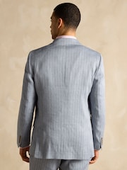 Joules Grey Linen Herringbone Slim Fit Suit Jacket - Image 7 of 17