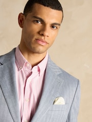 Joules Grey Linen Herringbone Slim Fit Suit Jacket - Image 8 of 17