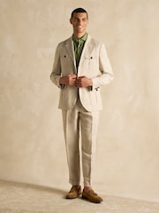 Joules Stone Slim Fit 100% Linen Safari Suit Jacket - Image 12 of 13