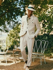 Joules Stone Slim Fit 100% Linen Safari Suit Jacket - Image 2 of 13