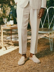 Joules Stone Slim Fit 100% Linen Safari Suit Trousers - Image 1 of 9