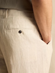 Joules Stone Slim Fit 100% Linen Safari Suit Trousers - Image 7 of 9
