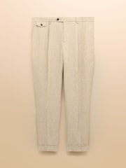 Joules Stone Slim Fit 100% Linen Safari Suit Trousers - Image 9 of 9