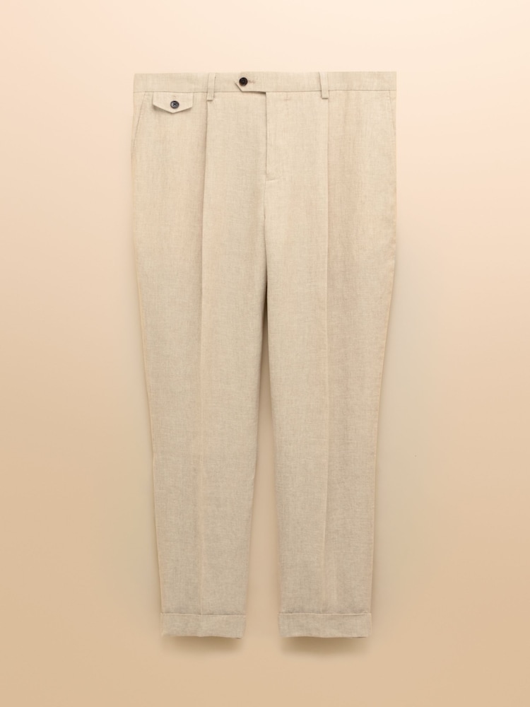 Joules Stone Slim Fit 100% Linen Safari Suit Trousers - Image 9 of 9