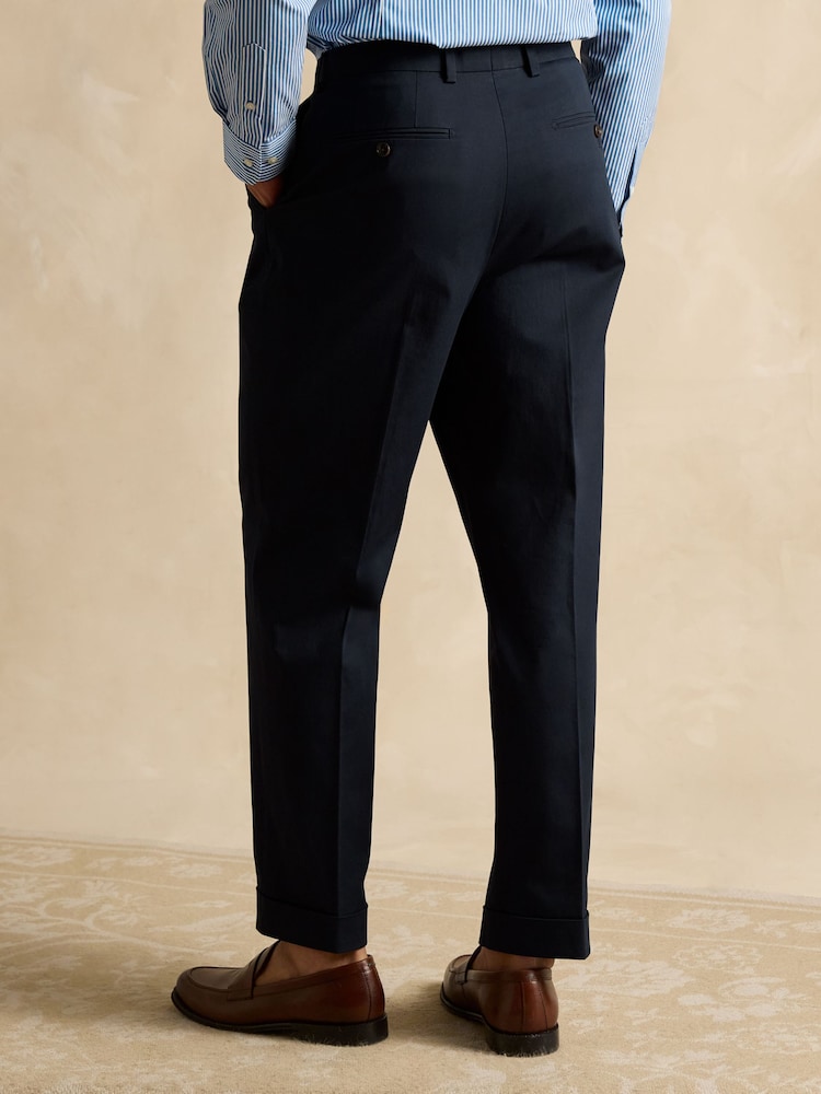 Joules Navy Slim Fit Suit Trousers - Image 2 of 7