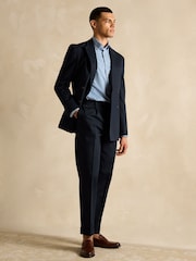 Joules Navy Slim Fit Suit Trousers - Image 3 of 7