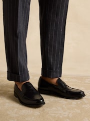 Joules Navy Slim Fit Linen Stripe Suit Trousers - Image 7 of 9