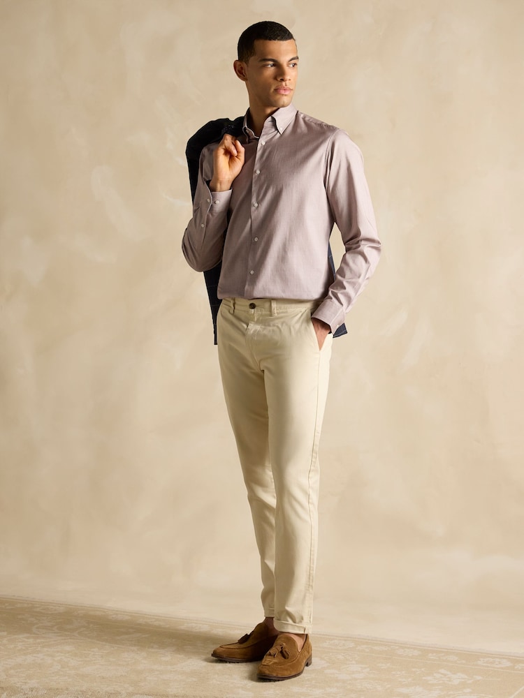 Joules Neutral Textured 100% Cotton Long Sleeve Shirt - Image 4 of 11