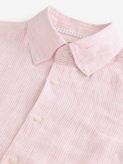 Joules Pink Stripe Long Sleeve 100% Linen Shirt - Image 1 of 10