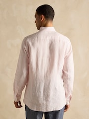 Joules Pink Stripe Long Sleeve 100% Linen Shirt - Image 3 of 10
