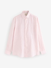 Joules Pink Stripe Long Sleeve 100% Linen Shirt - Image 9 of 10