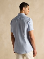 Joules Blue Short Sleeve 100% Linen Shirt - Image 2 of 6