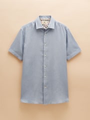 Joules Blue Short Sleeve 100% Linen Shirt - Image 6 of 6