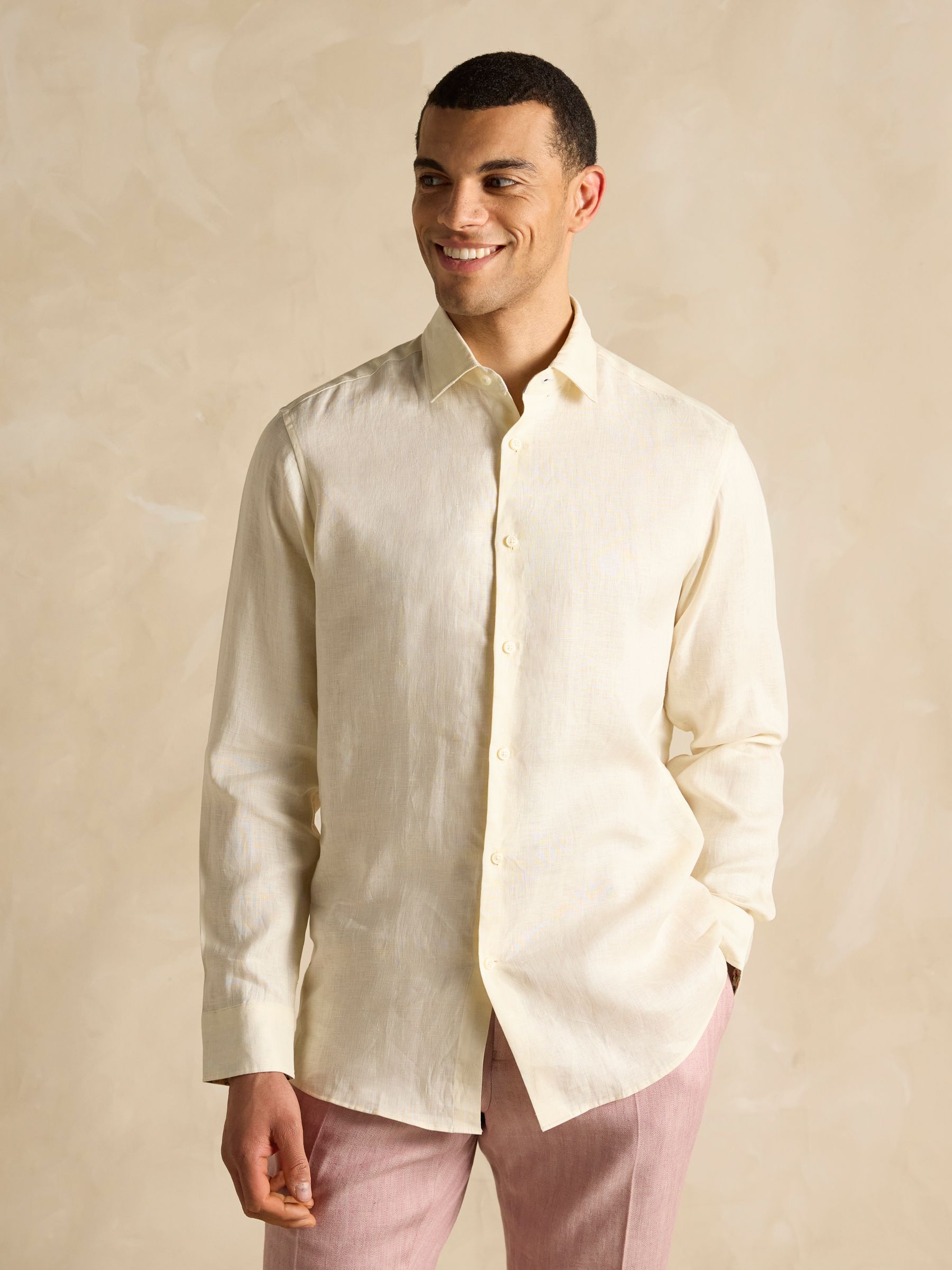 Buy Joules Cream Long Sleeve 100% Linen Shirt from the Next UK