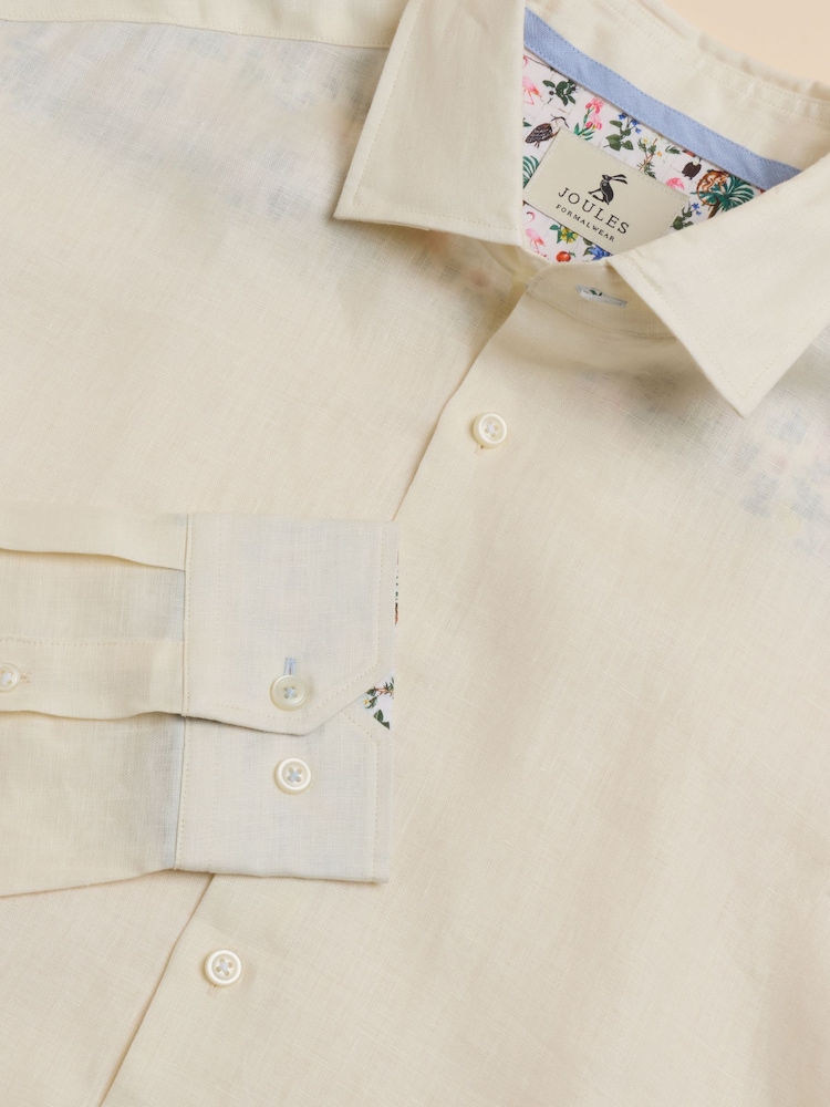 Joules Cream Long Sleeve 100% Linen Shirt - Image 1 of 9