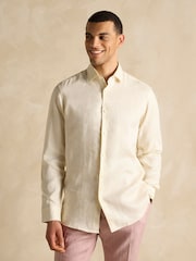 Joules Cream Long Sleeve 100% Linen Shirt - Image 2 of 9
