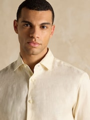 Joules Cream Long Sleeve 100% Linen Shirt - Image 5 of 9