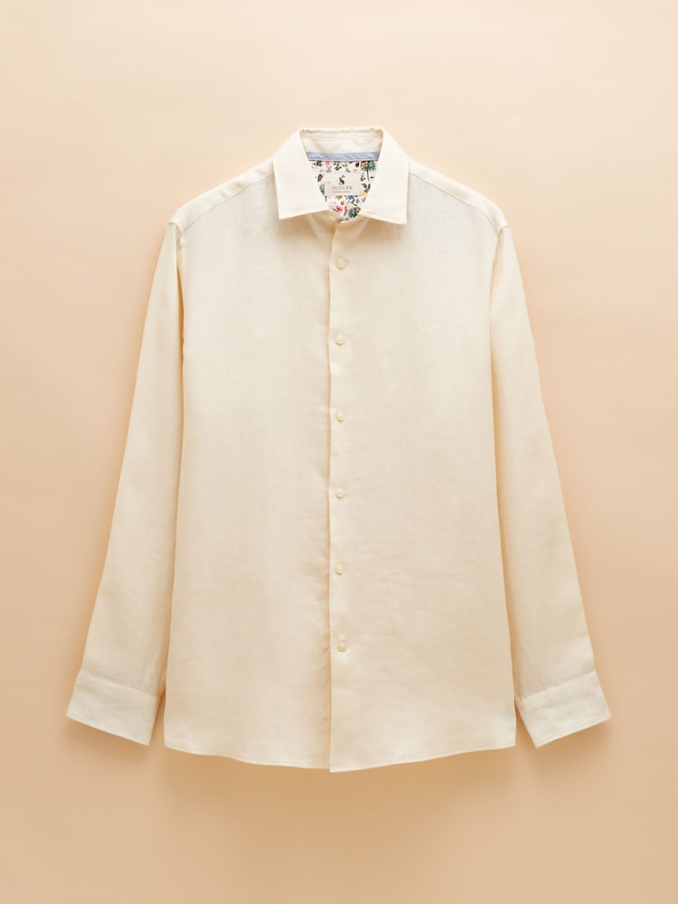 Joules Cream Long Sleeve 100% Linen Shirt - Image 9 of 9