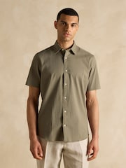 Joules Olive Green Short Sleeve Seersucker Shirt - Image 2 of 8