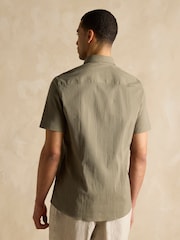 Joules Olive Green Short Sleeve Seersucker Shirt - Image 3 of 8