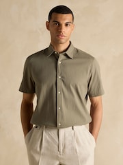 Joules Olive Green Short Sleeve Seersucker Shirt - Image 7 of 8