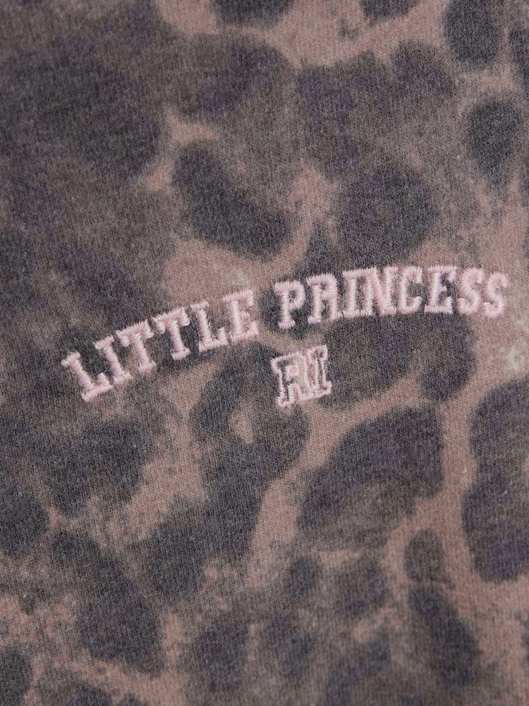 River Island Brown Girls Long Sleeve Hooded Leopard Print 100% Cotton Dress - Image 3 of 4