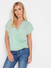 M&Co Petite Ditsy Wrap Top - Image 1 of 5