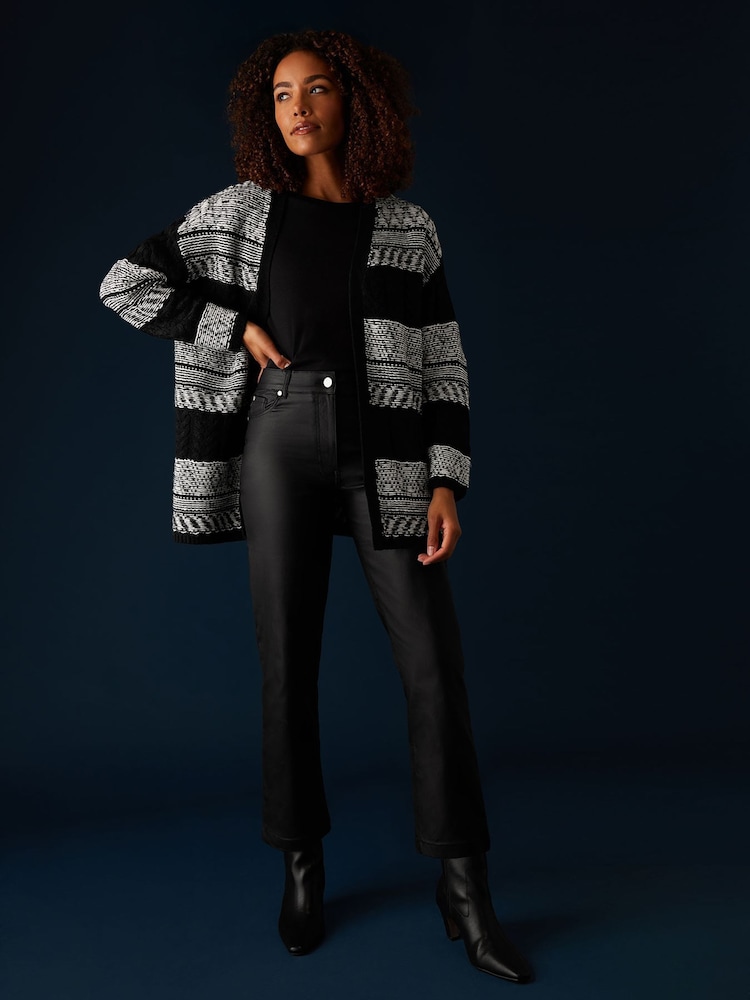 M&Co Black Fairisle Pattern Cardigan - Image 1 of 5