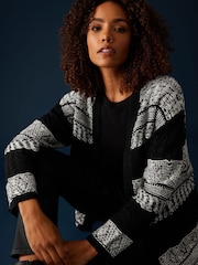 M&Co Black Fairisle Pattern Cardigan - Image 4 of 5