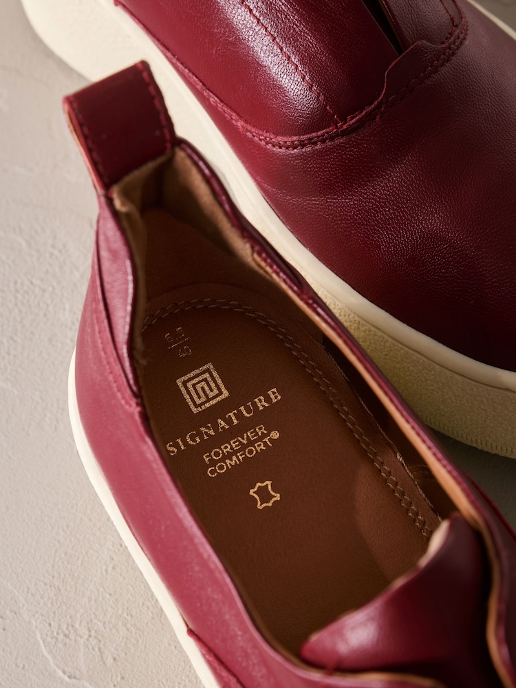 Red Slip On Signature Forever Comfort® Leather Chunky Wedge Platform Trainers - Image 4 of 6